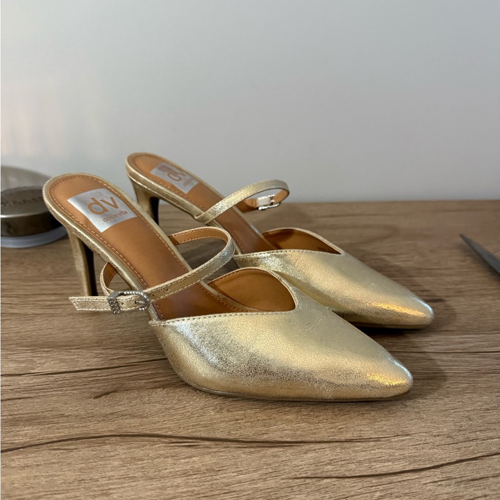 DV by Dolce Vita Metallic Gold Mules, NWOT